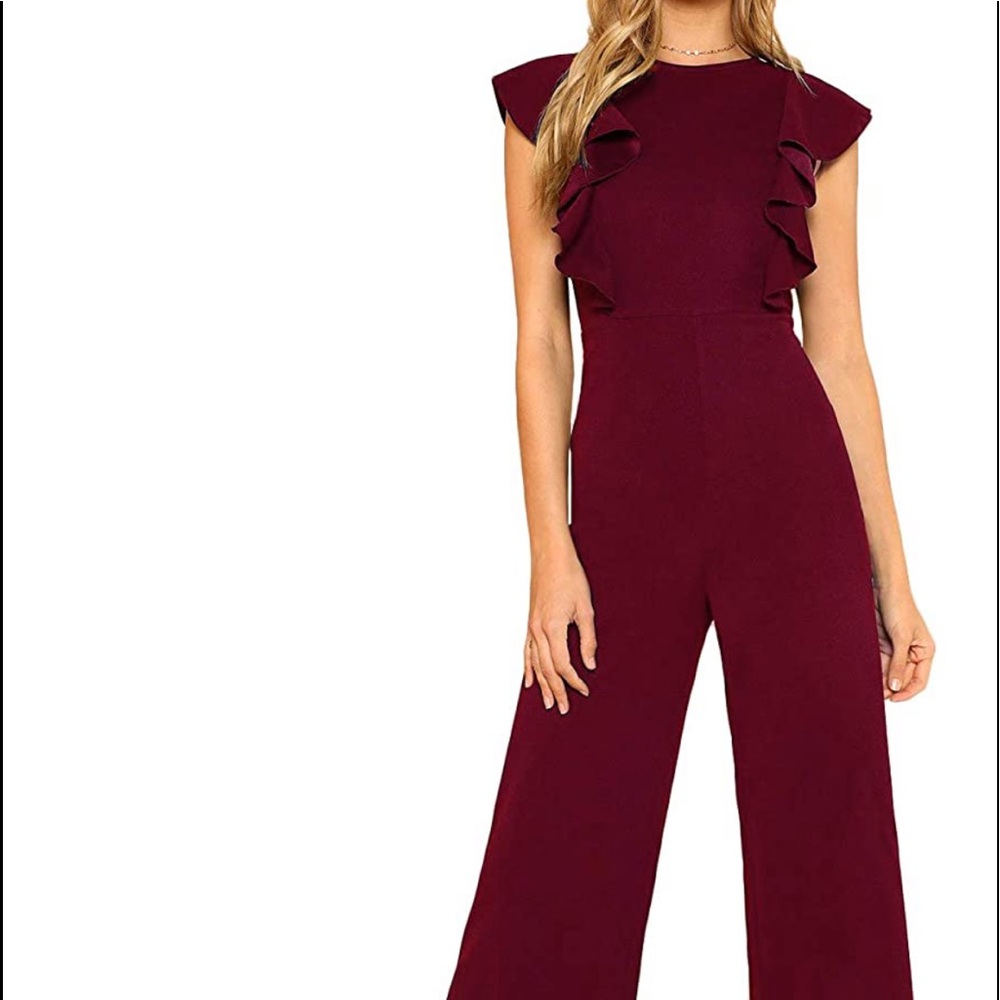 Sleeveless Ruffle Trim Jumpsuit